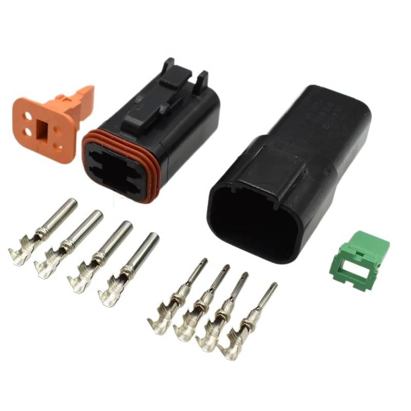 JUANZD 1-10Kits Schwarz Männlich Weiblich DT Serie 2/3/4/6/8/12 Weg Wasserdicht Elektrische Draht Stecker for Auto Motor Lkw Mit Pins 22-16AWG(4Pin Connector Set,10Sets) von JUANZD