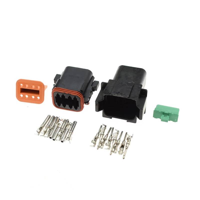 JUANZD 1-10Kits Schwarz Männlich Weiblich DT Serie 2/3/4/6/8/12 Weg Wasserdicht Elektrische Draht Stecker for Auto Motor Lkw Mit Pins 22-16AWG(8Pin Connector Set,10Sets) von JUANZD