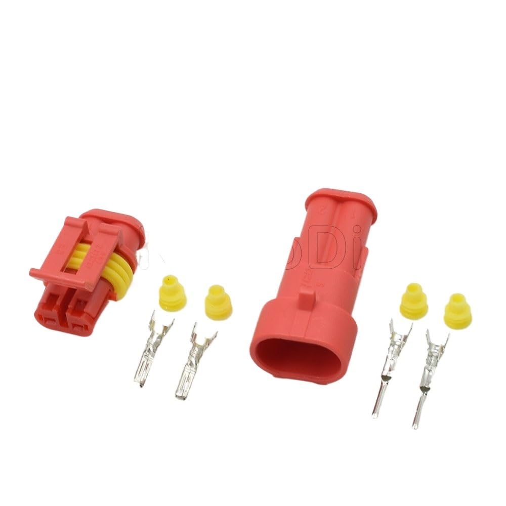 JUANZD 1-20Set Weiblich Männlich Superseal 2 Pin 282080-1 282104-1 Wasserdichte Elektrische Draht Kabel Automotive stecker Auto Stecker(Male female red set,5Sets) von JUANZD