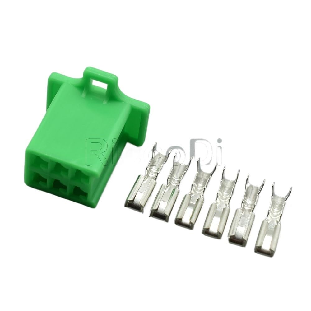 JUANZD 1-20Sets Farben 6 Pin 2,8mm Serie MTW Serie Automotive Weiblich Männlich Motorrad Buchse Stecker 6030-6991 6040-6111(Female green,20Sets) von JUANZD