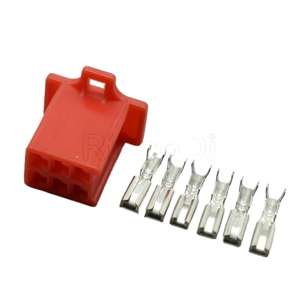 JUANZD 1-20Sets Farben 6 Pin 2,8mm Serie MTW Serie Automotive Weiblich Männlich Motorrad Buchse Stecker 6030-6991 6040-6111(Female red,1Set) von JUANZD