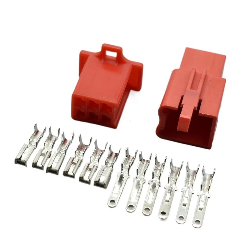 JUANZD 1-20Sets Farben 6 Pin 2,8mm Serie MTW Serie Automotive Weiblich Männlich Motorrad Buchse Stecker 6030-6991 6040-6111(Rosso,1Set) von JUANZD