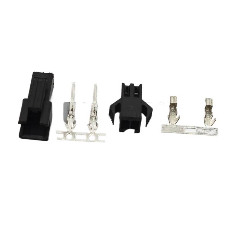 JUANZD 10-100Set Schwarz Weiß Blau Grün Rot SM Stecker Stecker Pitch 2,54 MM Weiblich Männlich Gehäuse + Terminals SM-2P SM-2R JST SM2,54 2Pin(Black,100SETS_2P) von JUANZD