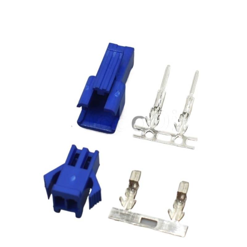 JUANZD 10-100Set Schwarz Weiß Blau Grün Rot SM Stecker Stecker Pitch 2,54 MM Weiblich Männlich Gehäuse + Terminals SM-2P SM-2R JST SM2,54 2Pin(Blue,100SETS_2P) von JUANZD