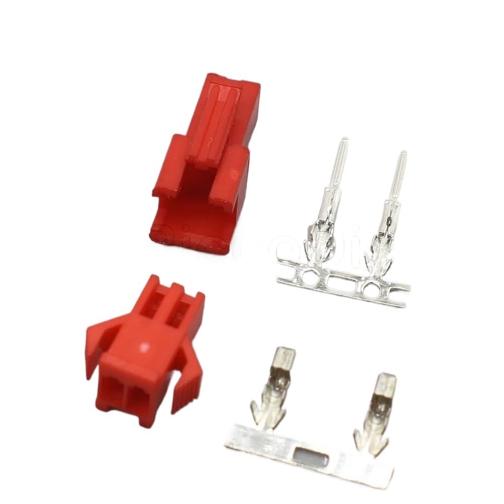 JUANZD 10-100Set Schwarz Weiß Blau Grün Rot SM Stecker Stecker Pitch 2,54 MM Weiblich Männlich Gehäuse + Terminals SM-2P SM-2R JST SM2,54 2Pin(Red,100SETS_2P) von JUANZD