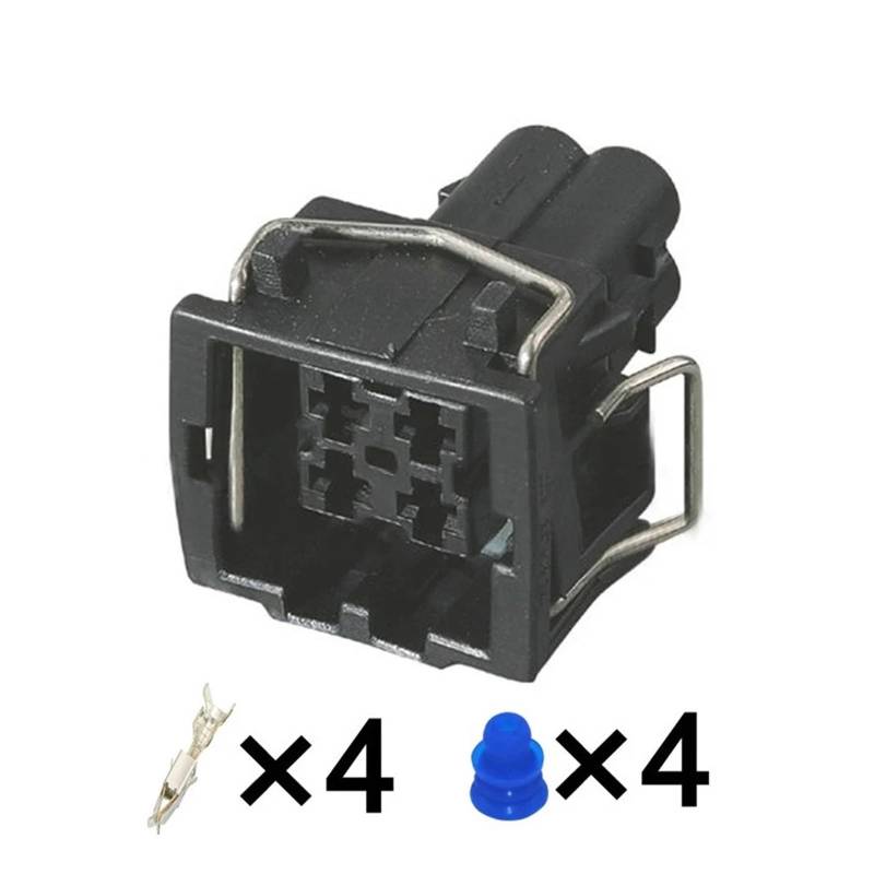 JUANZD 2/5/10/20/50/Sets 4 Pin 3,5 MM AMP Automotive Schwarz Anschlüsse Wasserdichten Stecker 444524-1 for 357919754(10 SETS_4P) von JUANZD