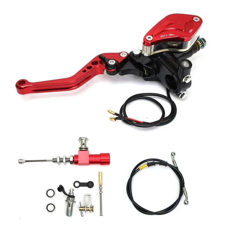 JUANZD 22mm Motorrad CNC Hydraulische Kupplung Kit Hebel Master Zylinder Stricken Öl Schlauch for Racing(Rosso) von JUANZD