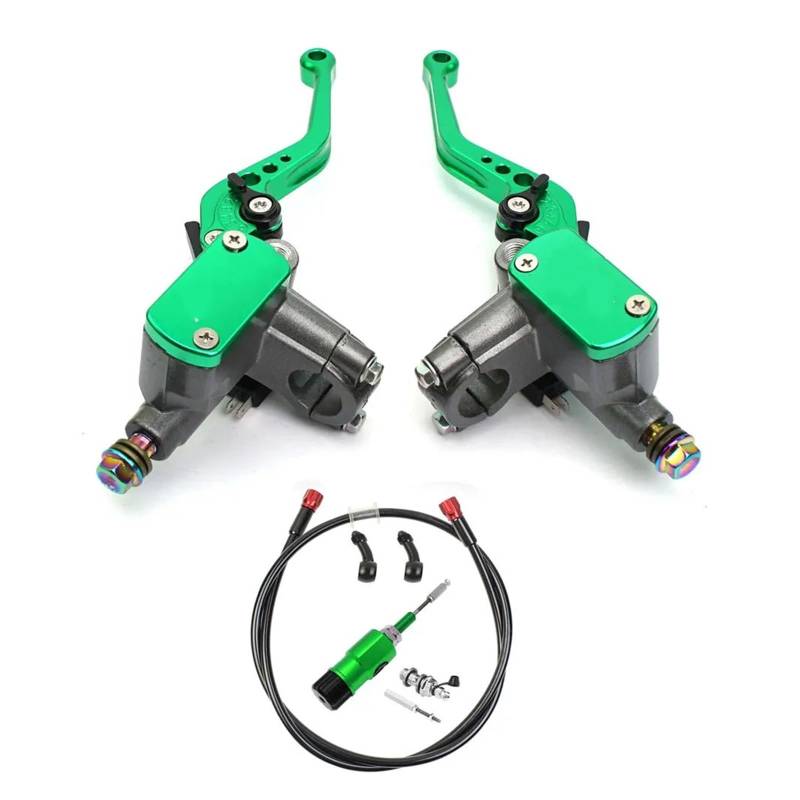 JUANZD 22mm Motorrad Hydraulische Kupplung Kit Bremse Master Zylinder Kit for Dirt Bike Sport Bike Scooter(Green Set) von JUANZD