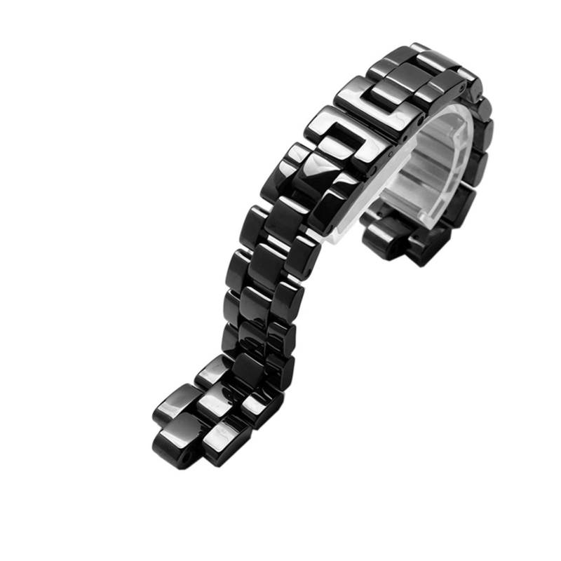 JUANZD Konvexes Uhrenband Keramik Black White Watch kompatibel mit J12 -Armbandbändern 16mm 19mm Riemen Spezielle Festknöpfe Klappschnalle(Svart,19mm) von JUANZD