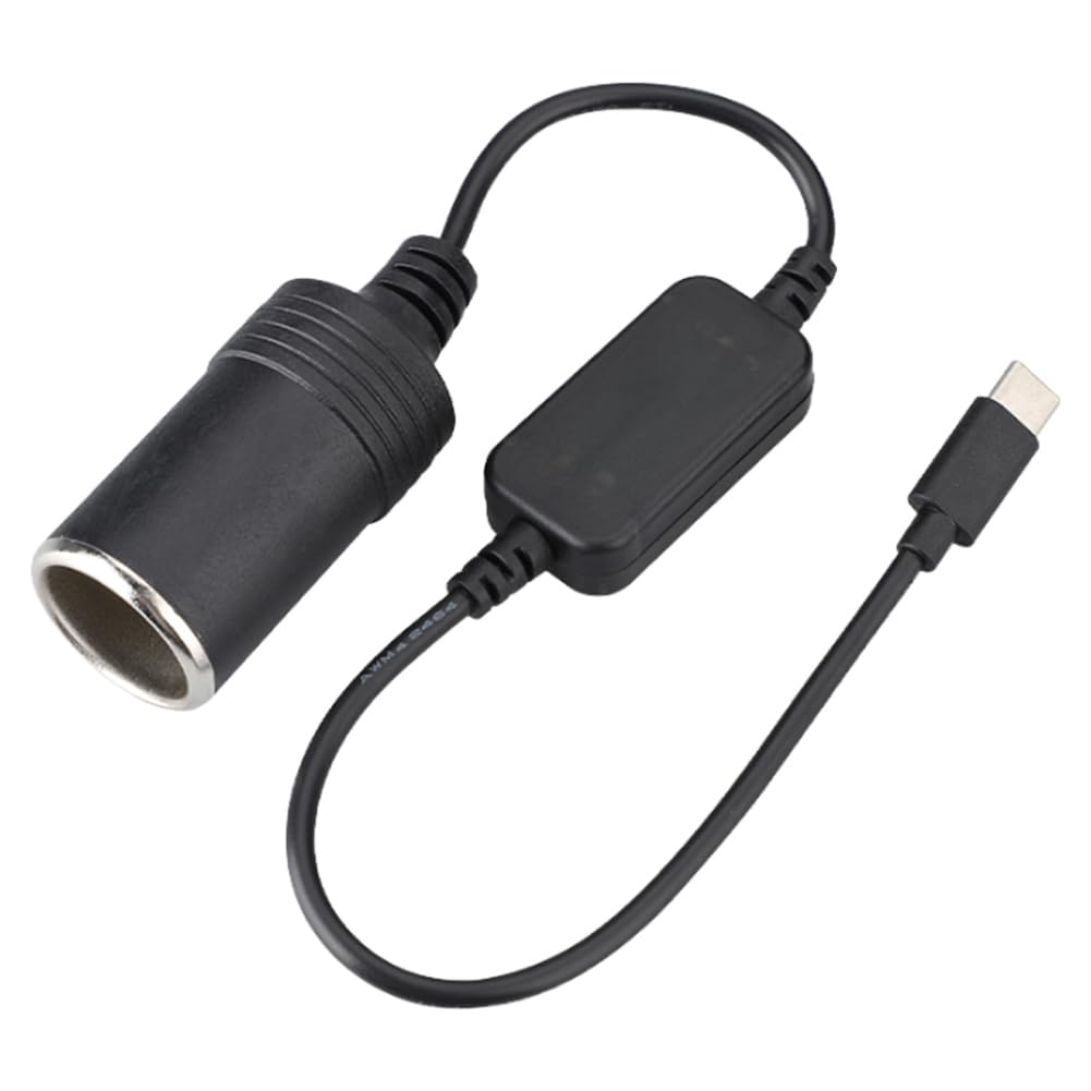 JUCHRZEY USB C 5 V auf 12 V Auto-Stecker-Stecker-Adapter Boost-Kabel USB-Zigarettenanzünder-Adapter-Konverter für Power Bank DVR von JUCHRZEY