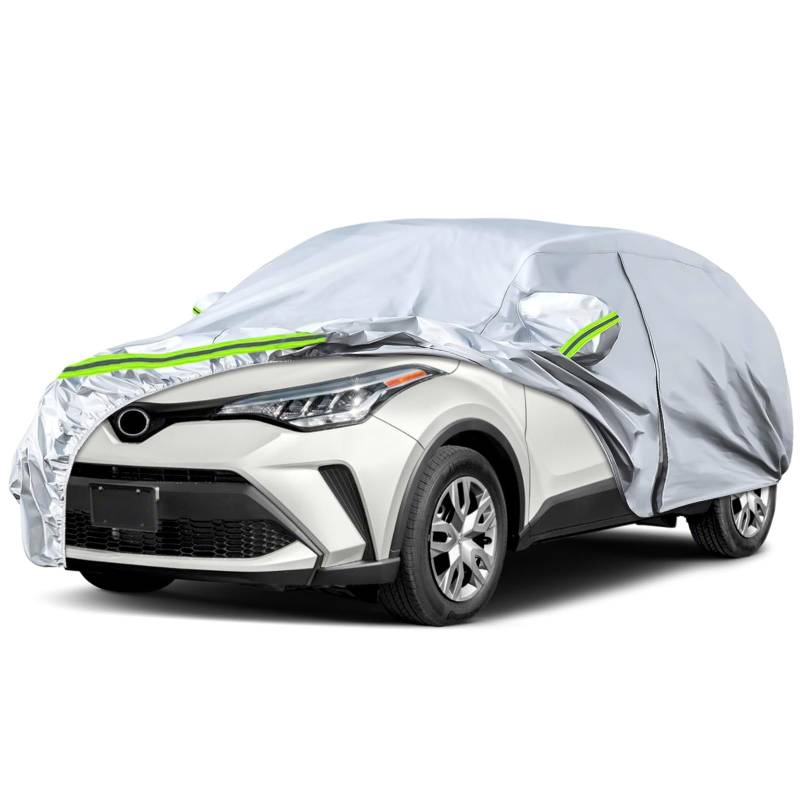 JUDANNA Autoabdeckung Outdoor Wasserdicht Passend für 2016-2024 Toyota C-HR 5-Door SUV, Sommer Vollgarage Autoplane Auto Abdeckplane Outdoor Abdeckung für Regen Sonne Staub UV-Schutz, Silber von JUDANNA