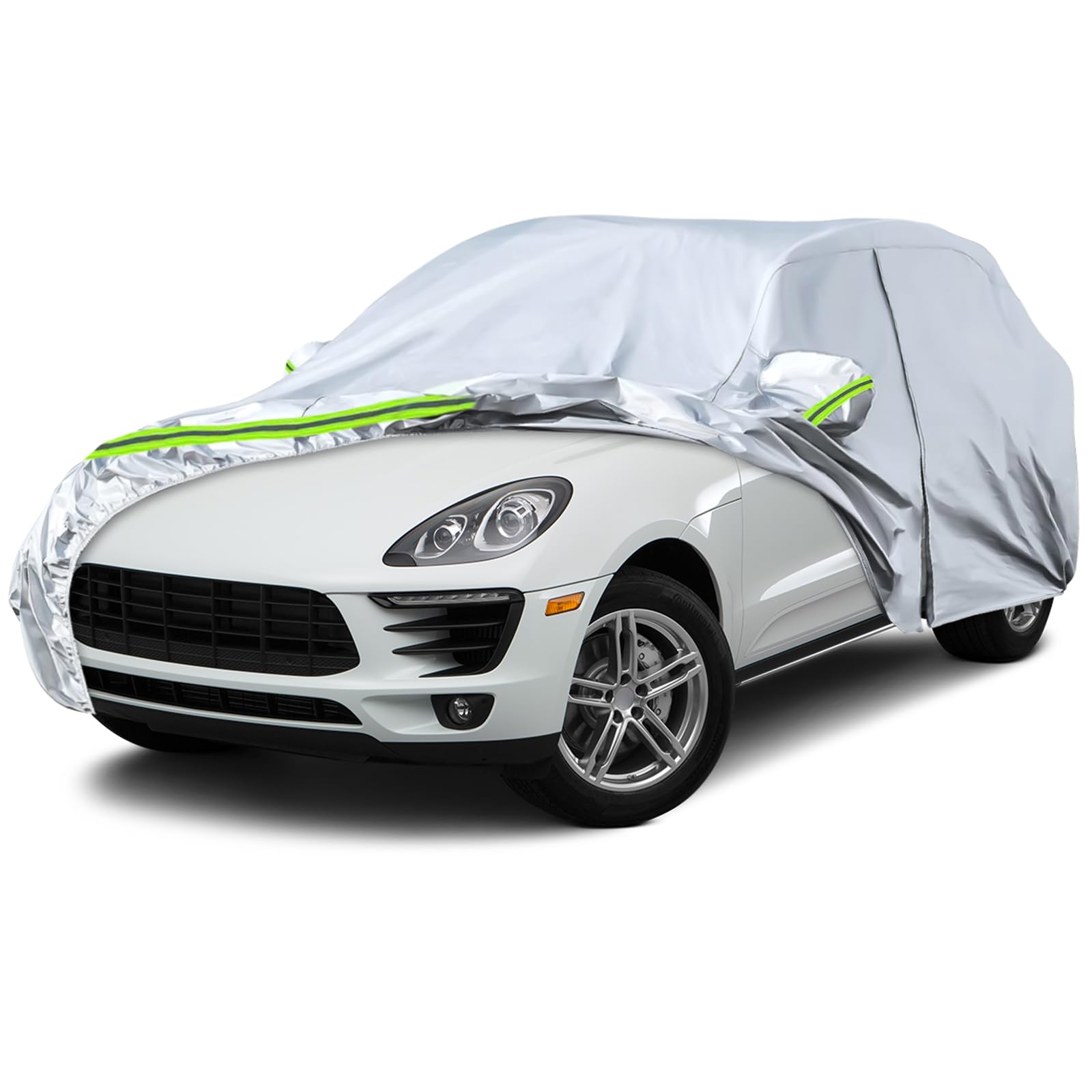 JUDANNA Autoabdeckung Outdoor Wasserdicht Passend für Porsche Macan 2014-2025, Sommer Vollgarage Autoplane Auto Abdeckplane Outdoor Abdeckung für Regen Sonne Staub UV-Schutz, Silber von JUDANNA