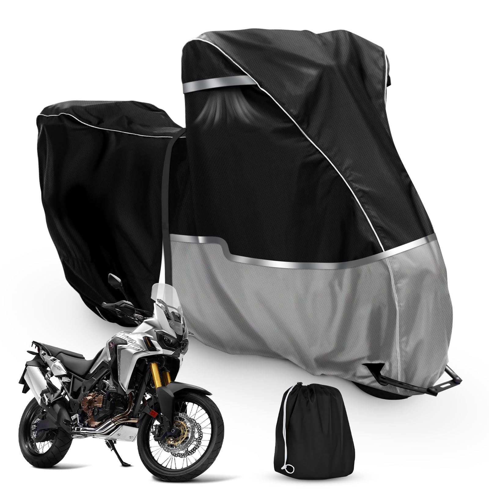 Motorrad Abdeckplane Wasserdicht passend für Honda Adventure Model CRF1100L Africa Twin CB500X, 420D Oxford-Stoff Motorradabdeckung Outdoor Motorradplane Motorradgarage Schnee Regen Staub Schutz von JUDANNA