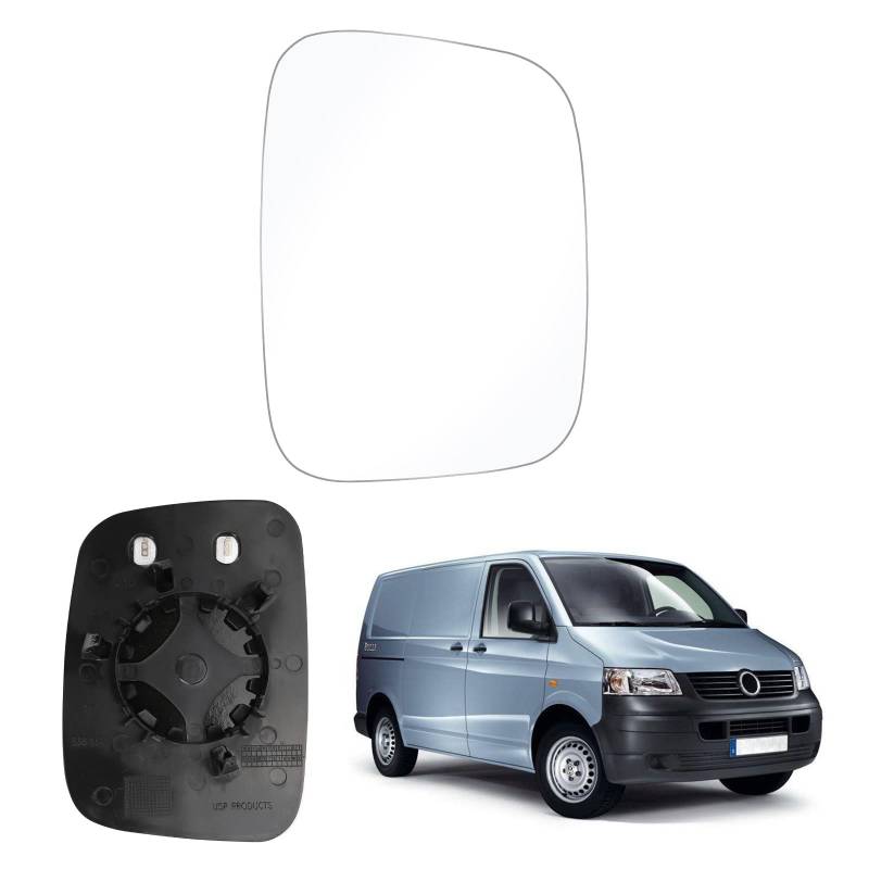 Spiegelglas Ersatz für VW T5 Caddy, Außenspiegel rechts beheizbar Ersatzspiegelglas kompatibel mit T5 2003-2009, Spiegel Glas kompatibel mit Caddy 2004-2015 (Rechts) von JUDANNA