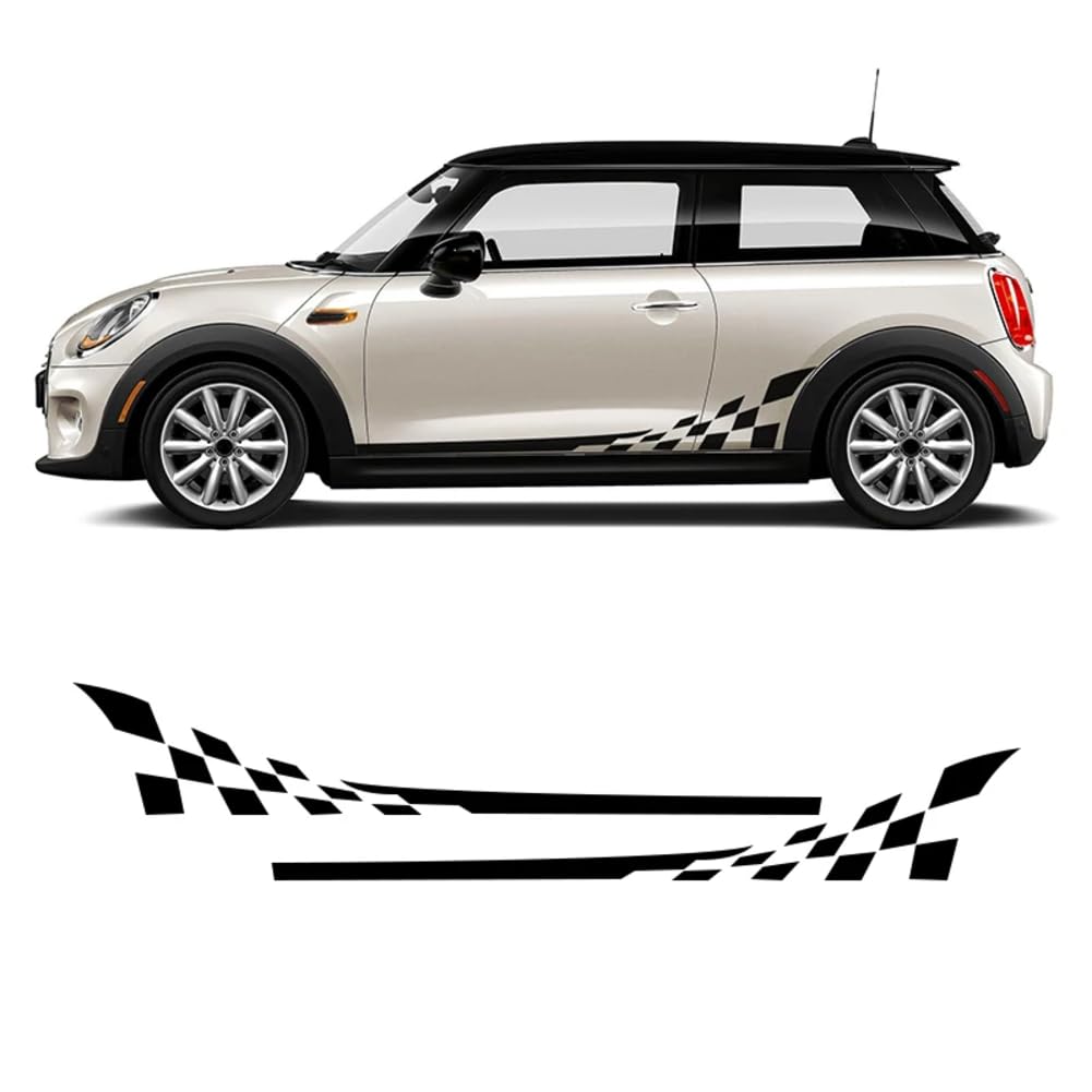 2 Pcs Door Side Stripes Sticker Checkered Skirt Body Decal, for M=INI C=ooper S One R56 R57 R50 R52 R53 F55 F56 F57 JCW Accessories von JUJINGUSA