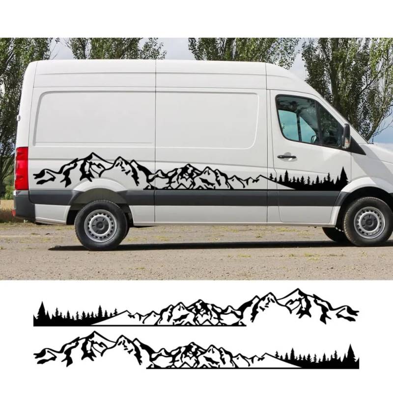 2Pcs/Lot Car Stickers Motorhome Camper Van DIY Stripes Mountain Graphics Decals, for VW Crafter Tuning Accessories von JUJINGUSA