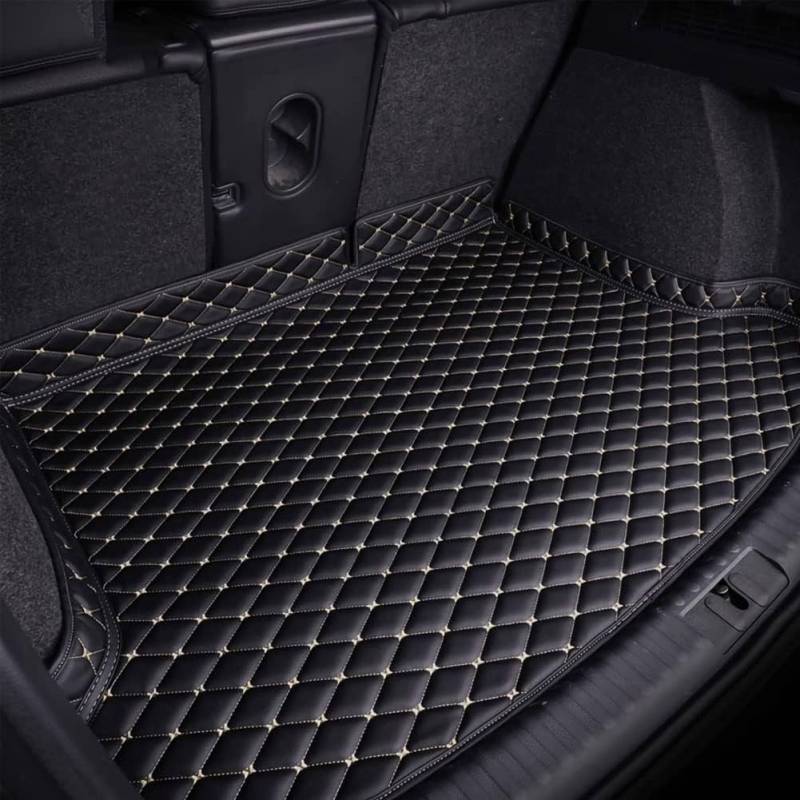 Auto Leder Kofferraummatte füR Acura TLX-L 2018, Kofferraum Schutzmatte Teppich Kofferraumwanne Pad Kratzfest rutschfest Innere ZubehöR,D/Black~beige von JUNJIKAIDAN