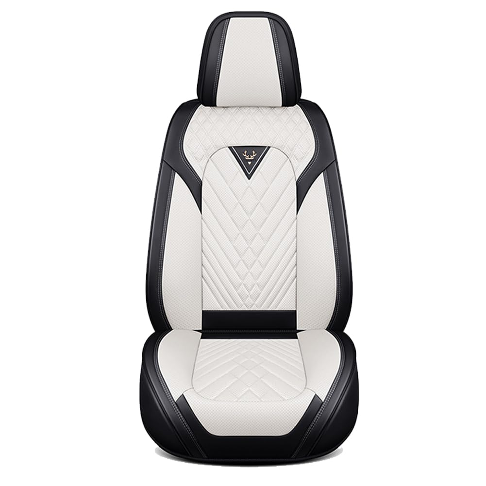 JUNJIKAIDAN Auto Sitzbezüge Set Autositzbezüge für HUMMA H3 2008, Leder Autositzbezug Sitzbezug Schonbezüge Wasserdicht Vorne Hinten Sitzschoner,A/Standard-G/Black~White von JUNJIKAIDAN