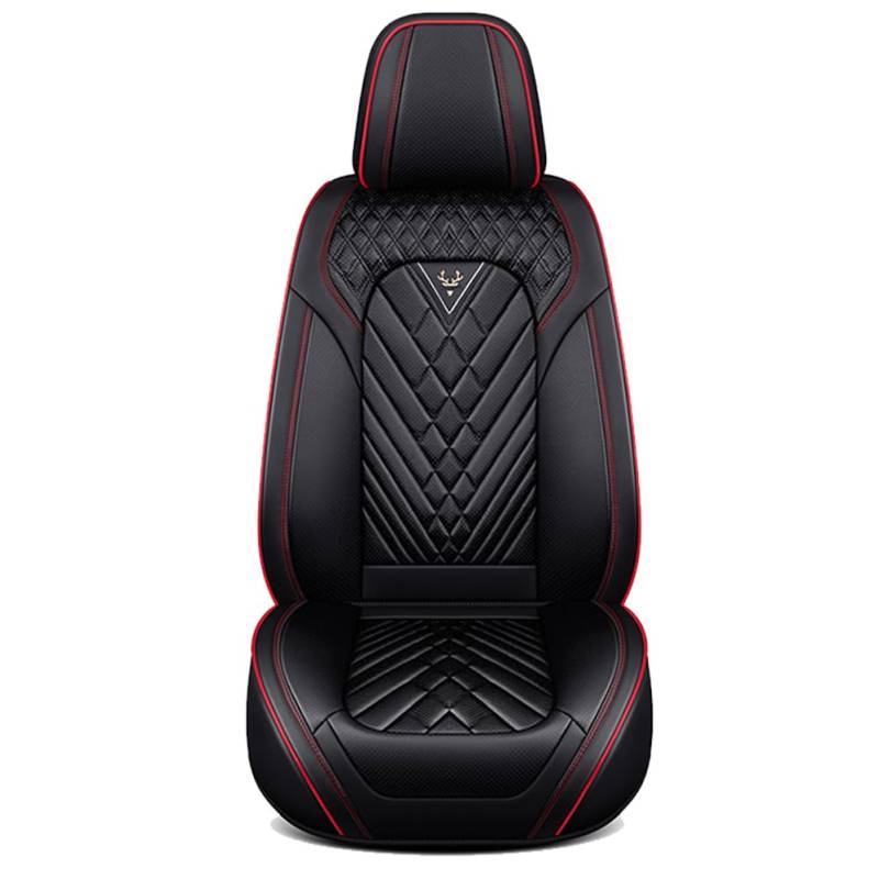 JUNJIKAIDAN Auto Sitzbezüge Set Autositzbezüge für Tesla Model 3 Highland 2023 2025, Leder Autositzbezug Sitzbezug Schonbezüge Wasserdicht Vorne Hinten Sitzschoner,A/Standard-C/Black~red line von JUNJIKAIDAN