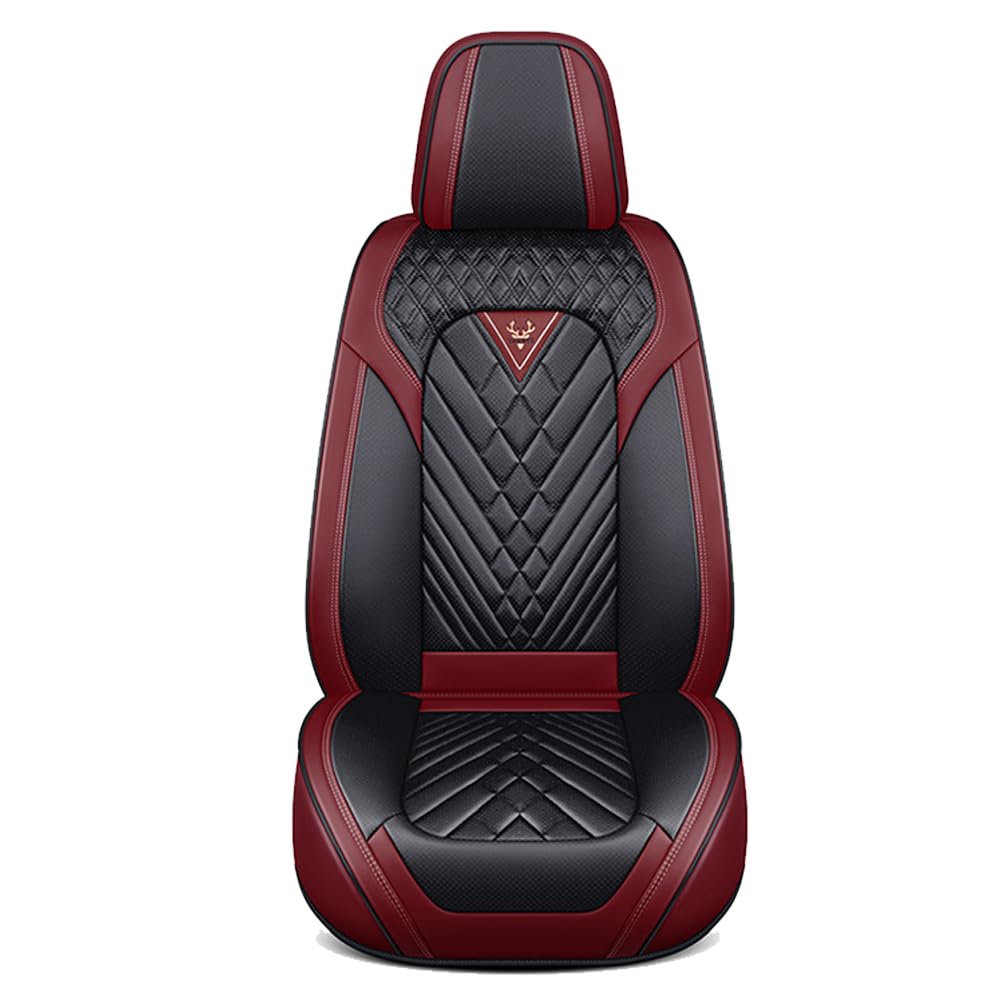 JUNJIKAIDAN Auto Sitzbezüge Set Autositzbezüge für Toyota Prado 5seats 2010-2019, Leder Autositzbezug Sitzbezug Schonbezüge Wasserdicht Vorne Hinten Sitzschoner,A/Standard-D/Black~red von JUNJIKAIDAN