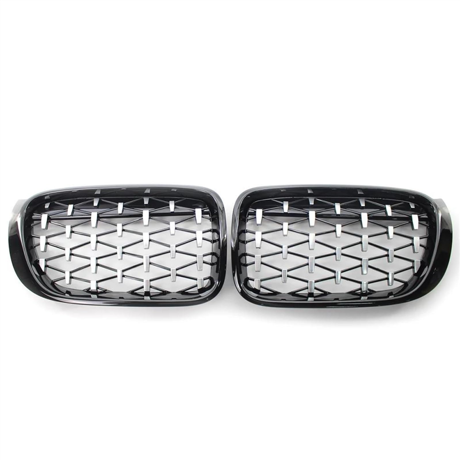 JUNOOS Für B&MW F25 F26 X3 X4 2014-2017 Auto-Frontnierengrill Im Diamant-Stil Renngrill-Zubehör Ein Paar Front Kühlergrille(Silver and Black) von JUNOOS