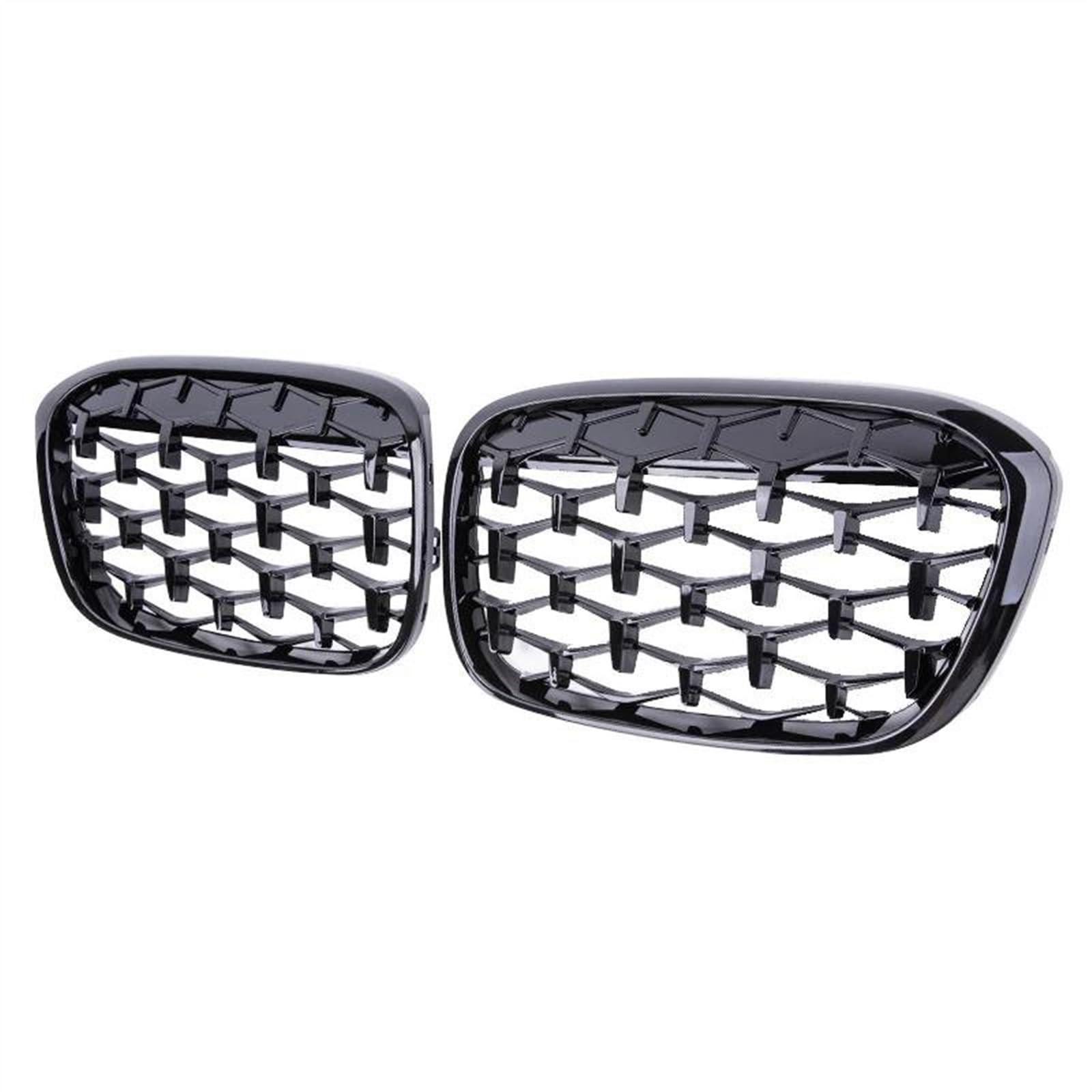 JUNOOS Für B&MW X1 F48 F49 2016-2019 Auto Diamant-Frontniere Renngrill Schwarz Glänzend Grills Zubehör Grills Front Kühlergrille(Full Black) von JUNOOS