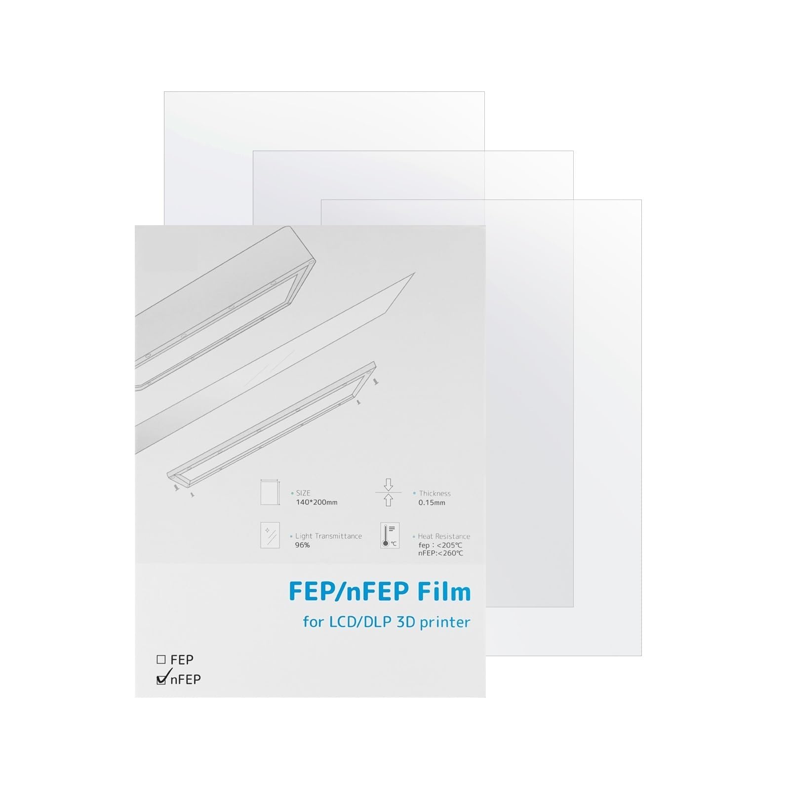 JUNPIY 3-teiliger NFEP-Film, for Anycubic, for ELEGOO, for Creality, for Phrozen, LCD-3D-Druckerzubehör, UV-Harz-3D-Drucker-Trennfolie Displayschutzfolie für 3D-Drucker(195x146mm) von JUNPIY