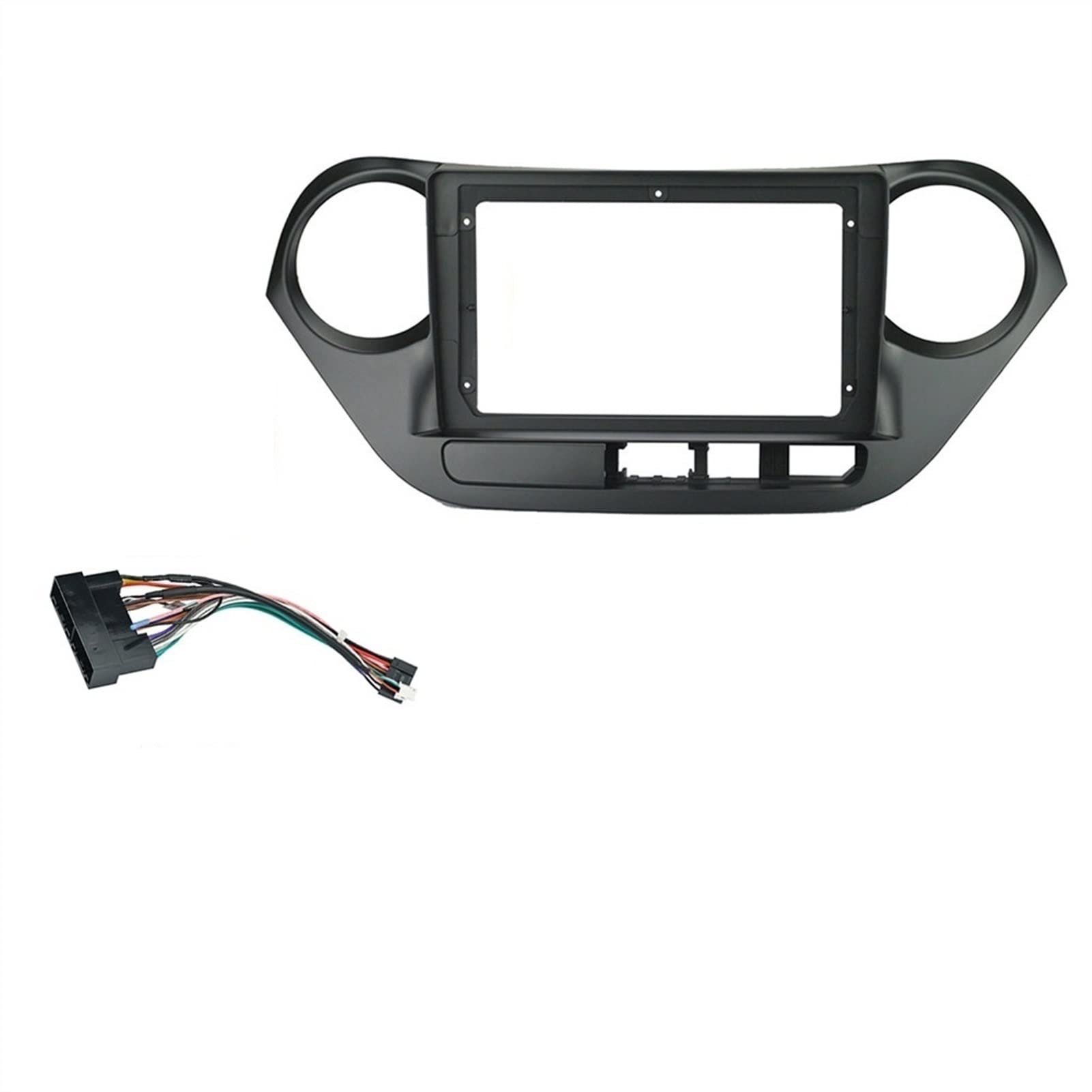 JUNPIY 9-Zoll-2-Din-Autoblende, for Hyundai, I10 2014-2017, linkes Rad, Doppel-Din-Auto-DVD-Rahmen, Einbau ins Armaturenbrett Stereo-Panel-Rahmen(Frame and Cable) von JUNPIY