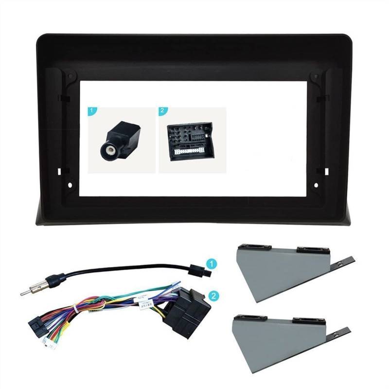 JUNPIY 9-Zoll-2-Din-Autoblende, for Volkswagen, for Multivan, T5 2003-2015 Doppel-Din-Autorahmen-Armaturenbrett-Installationsverkleidungs-Umrüstsatz Stereo-Panel-Rahmen(Frame canbus Cable) von JUNPIY