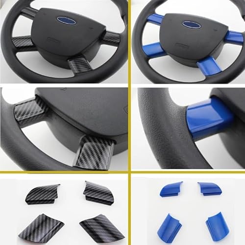 JUNPIY ABS Auto Lenkrad Panel Dekoration Abdeckung Pailletten Trim Aufkleber, for Ford, for Focus MK2 2 2005-2012, Aufkleber Zubehör Auto-Lenkradverkleidung(Carbonfiber 3pc) von JUNPIY