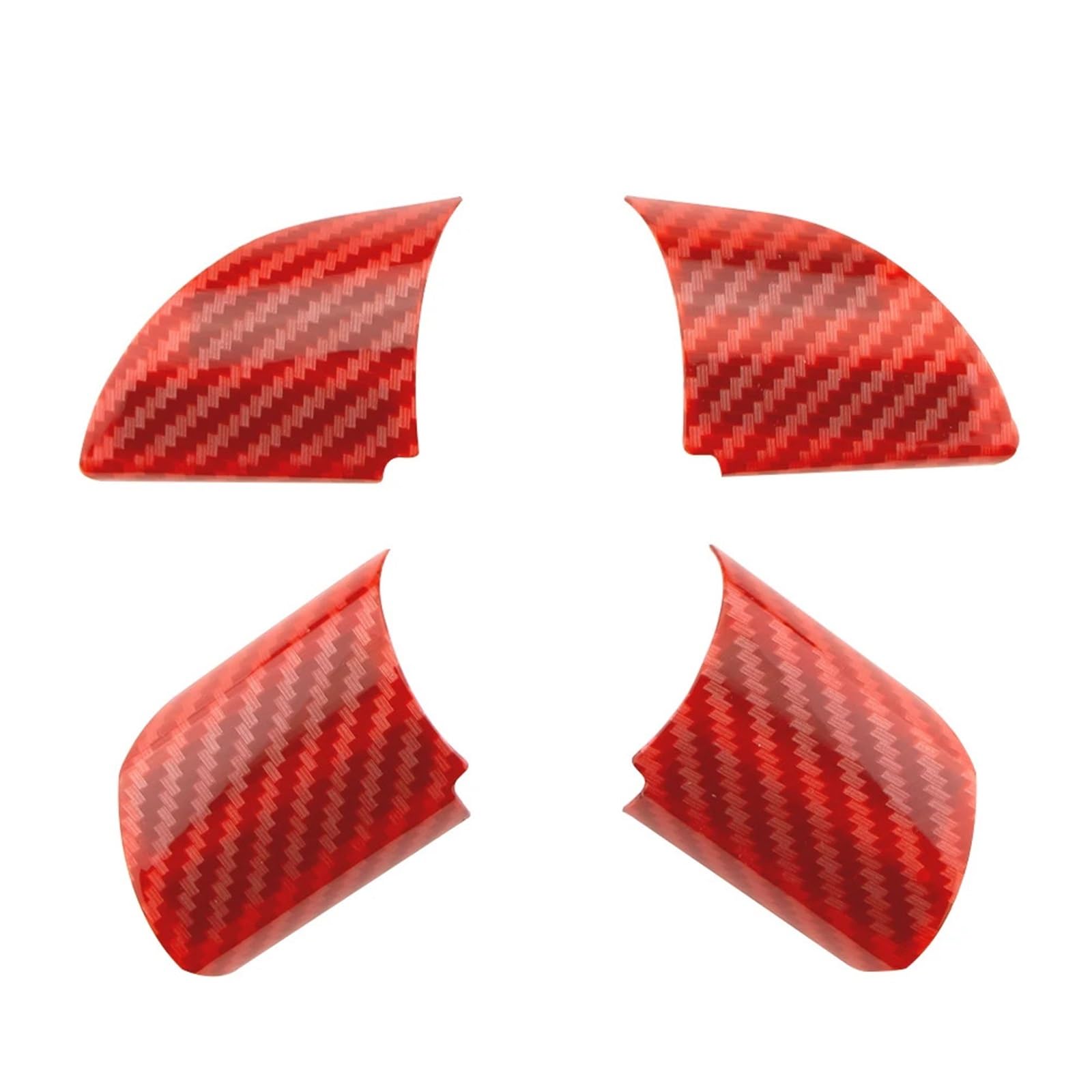 JUNPIY ABS Auto Lenkrad Panel Dekoration Abdeckung Pailletten Trim Aufkleber, for Ford, for Focus MK2 2 2005-2012, Aufkleber Zubehör Auto-Lenkradverkleidung(Carbonfiber red 4pc) von JUNPIY