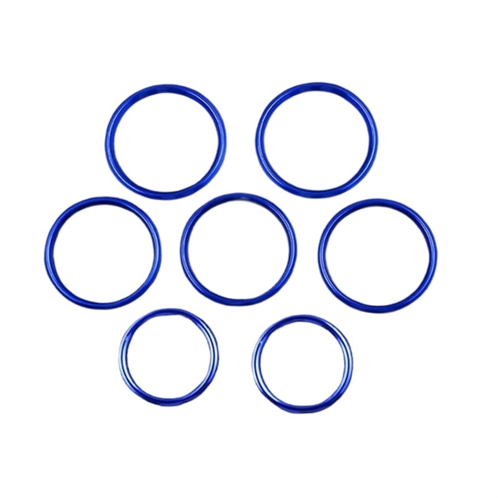 JUNPIY Auto-Klimaanlage-Auslassringe, Dekoration, Abdeckung, Zierleiste, 7 Stück, for C-Klasse W205 GLC X253 2015–2018 Luft-AC-Aufkleber-Dekoration(Blue Outer) von JUNPIY