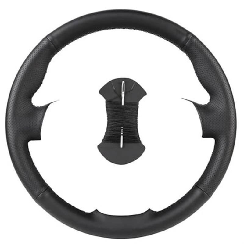 JUNPIY Auto-Lenkradabdeckung, for Kia, for Sorento, 2009–2014 K7, for Cadenza 2011 2012 2013 2014 2015, Leder-Lenkradhülle Lenkradschutz(Black Black Thread) von JUNPIY