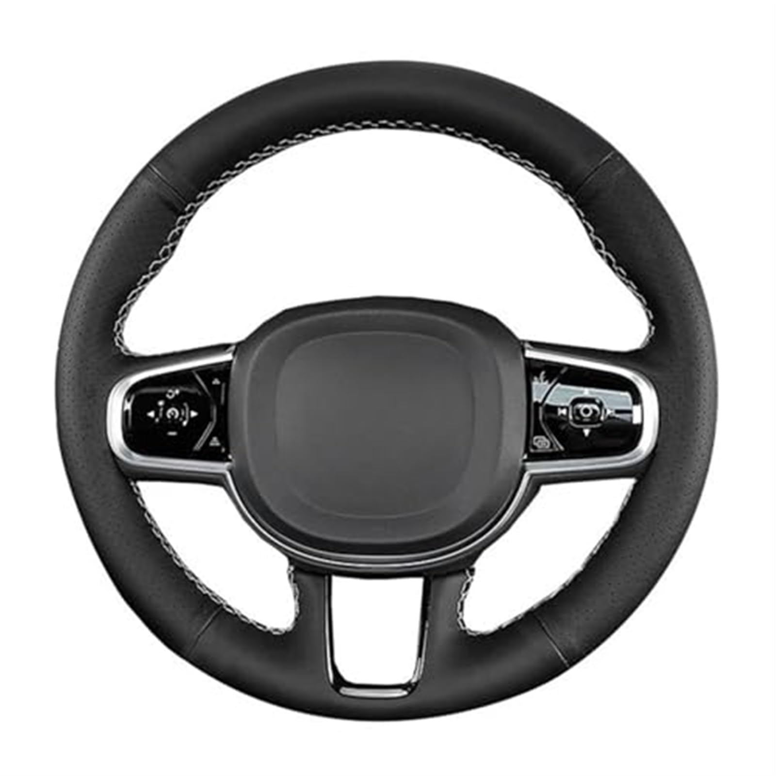 JUNPIY Auto-Lenkradbezug, for Volvo, for S60, schwarzes, atmungsaktives Auto-Lenkrad-Kunstleder, handgenäht Lenkradschutz(Black Red Thread) von JUNPIY