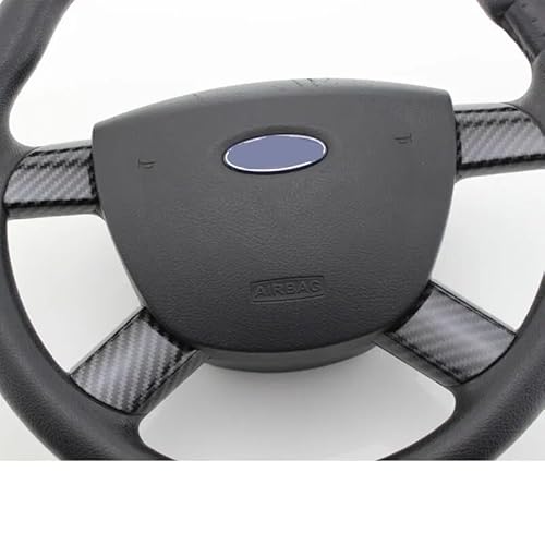 JUNPIY Auto for Ford, for Focus 2 MK2 2005–2014, Lenkrad-glänzende Abdeckung, dekorativer Lenkrad-Patch Auto-Lenkradverkleidung(Carbon Fiber Black 2) von JUNPIY