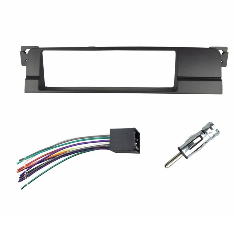 JUNPIY DIN-Blende, for, 3er-Serie E46 1998-2005, Radio-CD-DVD-Stereo-Panel, Armaturenbrett-Einbaurahmen Stereo-Panel-Rahmen(Fascia with Wiring) von JUNPIY