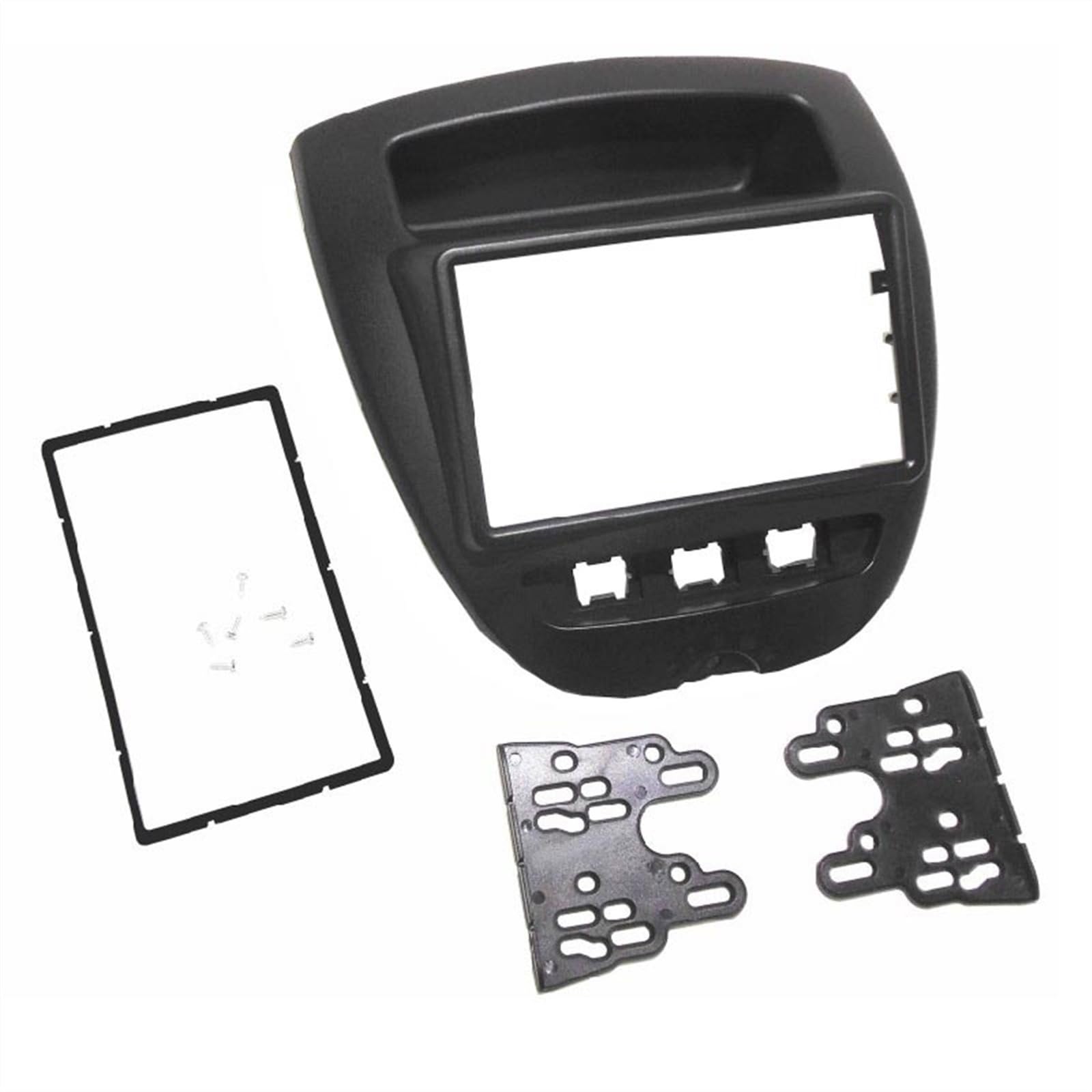 JUNPIY Doppel-DIN-Autoradio-Blende, for Toyota, Aygo, Citroen, C1, Peugeot, 107 2005-2014, DVD-Stereo-Panel, Armaturenbrett-Verkleidung, Einbau-Umrüstsatz Stereo-Panel-Rahmen(178X100mm) von JUNPIY