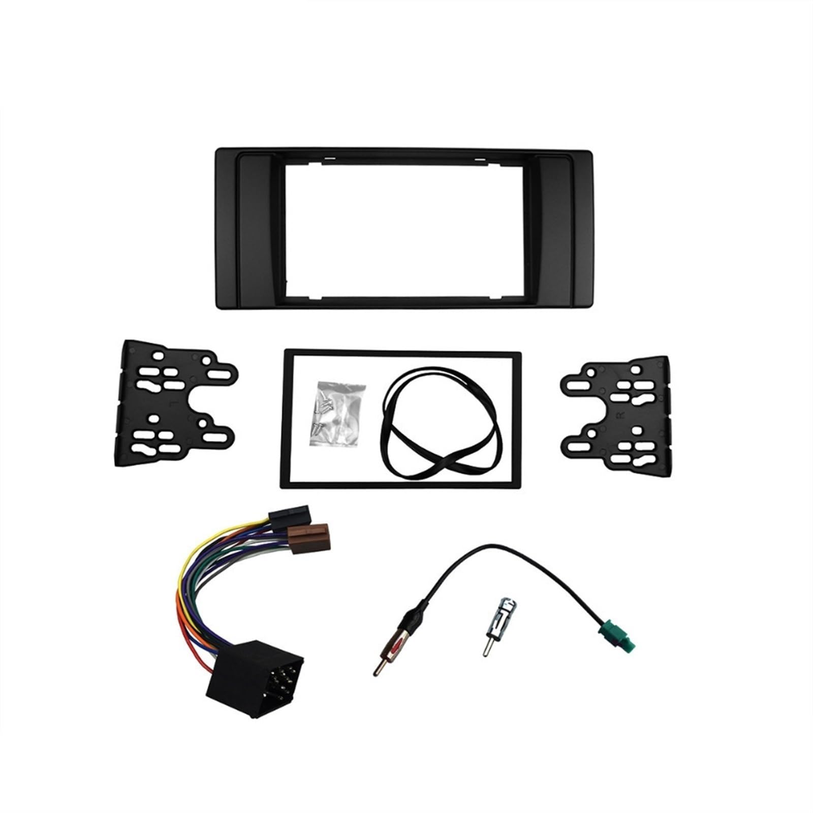 JUNPIY Doppel-DIN-Blende for 5er-Serie E53 E39, Radio-DVD-Stereo-Panel, Armaturenbrett-Zierrahmen mit Kabelbaum, Antennenadapter Stereo-Panel-Rahmen(178X100 mm) von JUNPIY