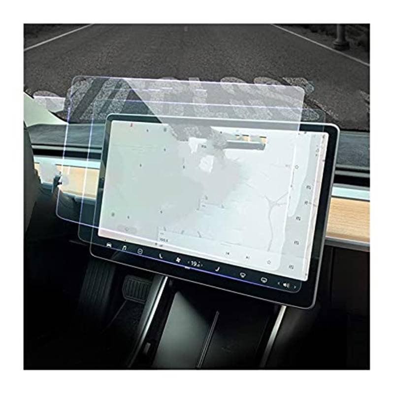 JUNPIY Instrumenten-Displayschutzfolie, for Tesla, for Modell 3 YXS, Auto-Schutzfolie aus gehärtetem Glas, GPS-Navigation, Displayschutzfolie aus gehärtetem Glas Displayschutz aus Glas(BLACK Matte 3 Y von JUNPIY