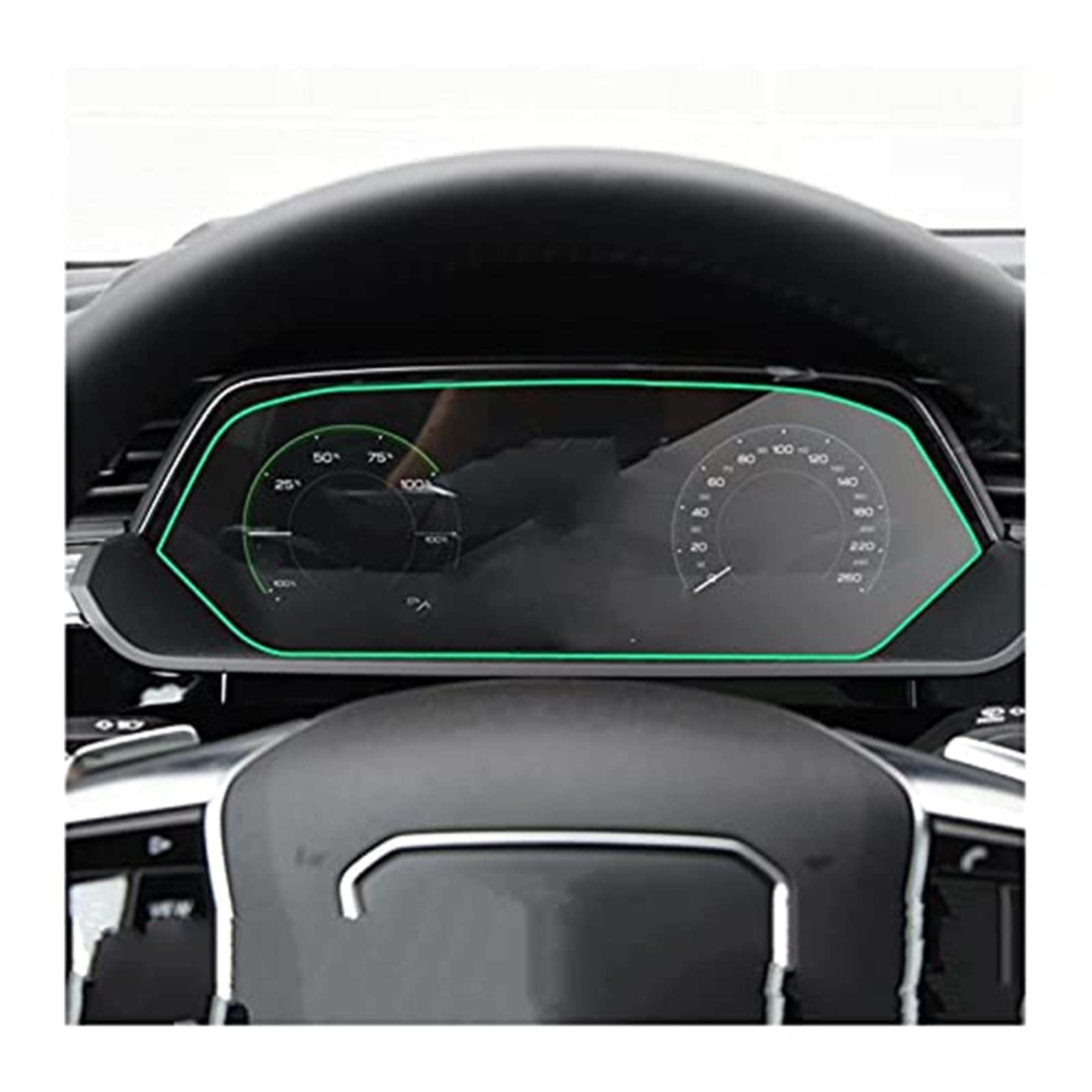 JUNPIY Instrumenten-Displayschutzfolie for E-tron 2018 2019 2020 2021, Auto-LCD-Bildschirm, gehärtetes Glas, Navigation, Armaturenbrett, Schutzfolie, gehärtetes Glas Displayschutz aus Glas(BLACK Dashb von JUNPIY