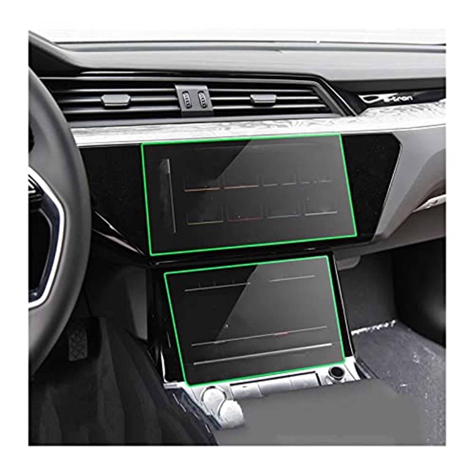 JUNPIY Instrumenten-Displayschutzfolie for E-tron 2018 2019 2020 2021, Auto-LCD-Bildschirm, gehärtetes Glas, Navigation, Armaturenbrett, Schutzfolie, gehärtetes Glas Displayschutz aus Glas(BLACK Navig von JUNPIY