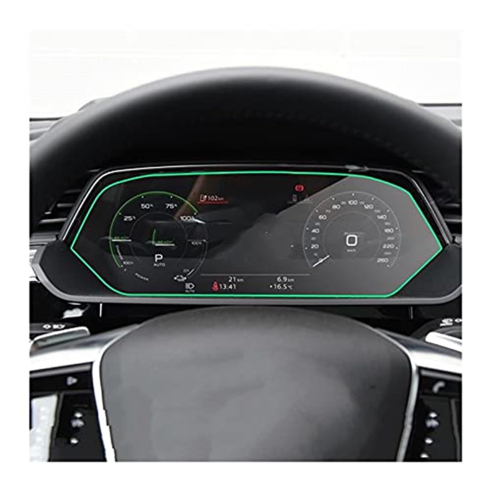 JUNPIY Instrumenten-Displayschutzfolie for E-tron 2018–2021, GPS, gehärtetes Glas, LCD-Display-Schutzfolie, Auto-Armaturenbrett-Schutzfolie, gehärtetes Glas Displayschutz aus Glas(BLACK Dashboard Glas von JUNPIY