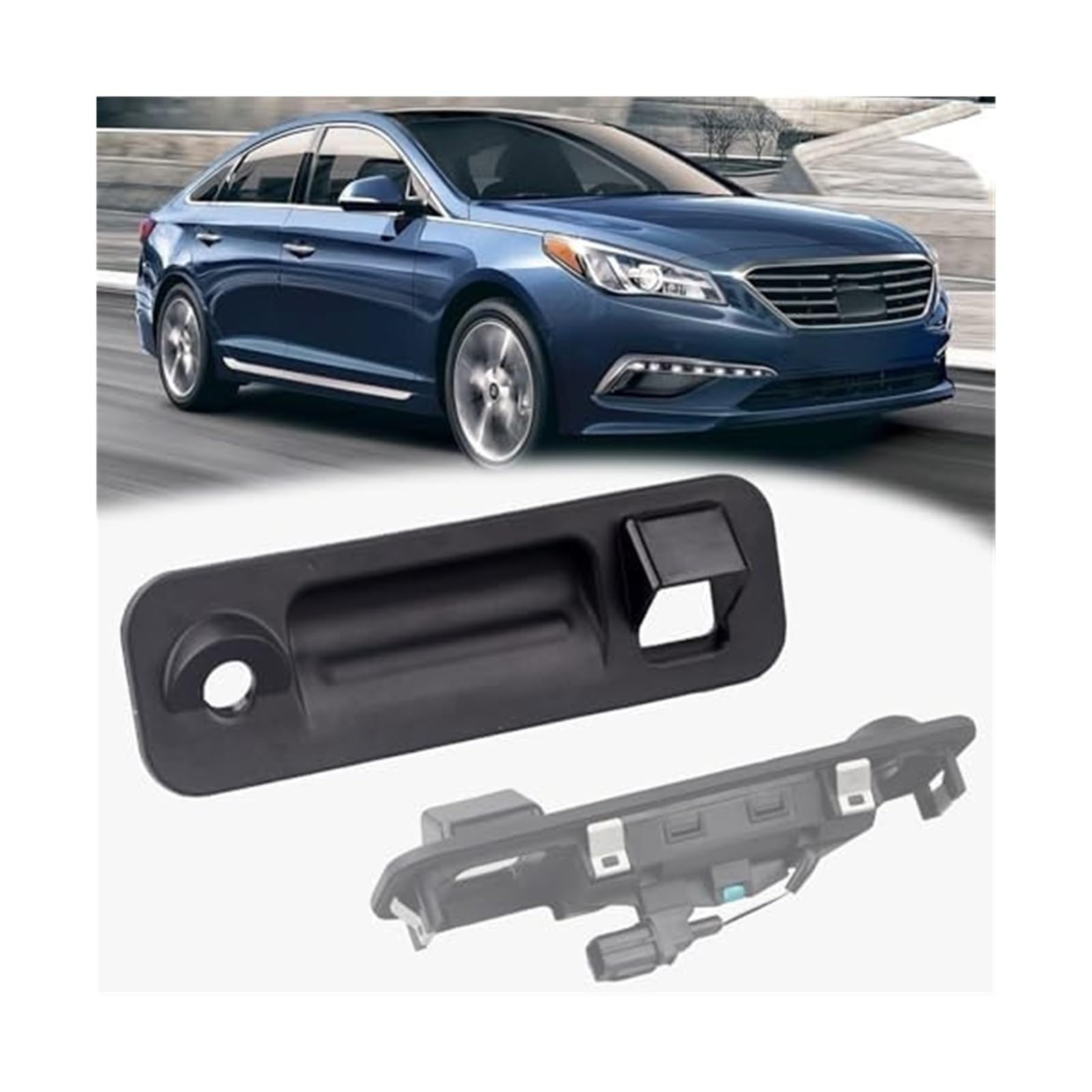 JUNPIY Kofferraumdeckel-Verriegelungsgriff-Baugruppe außen hinten mit Loch for Rückfahrkamera, for Hyundai, Sonata 2015 2016 2017, Griff for Heckklappe ersetzen 81260C1010 81260-C1010 Kofferraumknopf von JUNPIY