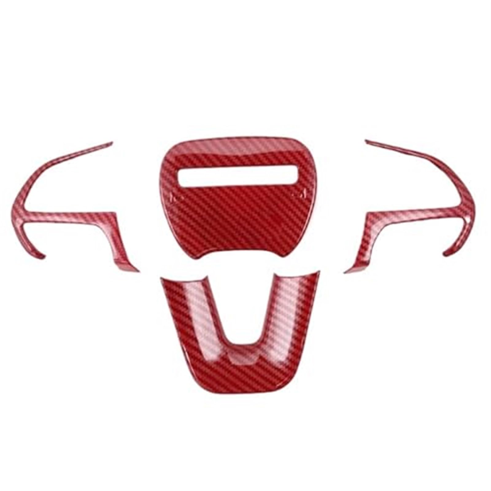 JUNPIY Lenkraddekorationsabdeckung, Zieraufkleber-Kits, for Dodge, Challenger 2015-2021 Auto-Innenleisten Auto-Lenkradverkleidung(Red Carbon Fiber) von JUNPIY