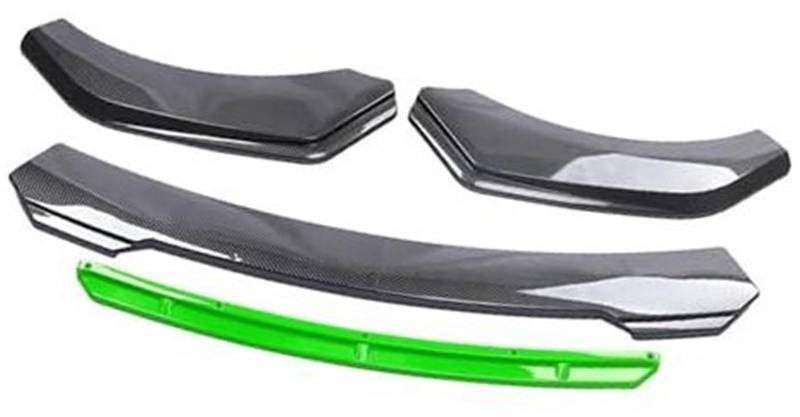 JUNPIY Protector Auto Frontstoßstange Lip Body Kit Spoiler Zierstreifen Stoßstange Canard Lip Splitter Außenteile, for Jetta, Spoiler Frontsplitter-Spoiler(Black Carbon Green) von JUNPIY