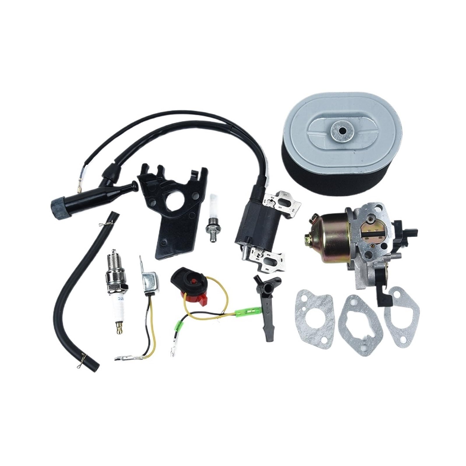 JUNPIY Vergaser-Kit, Motorzündspule, Schalter, Elektrodendichtung, GX160 5,5 PS, GX200 6,5 PS Motorzündungsspule von JUNPIY