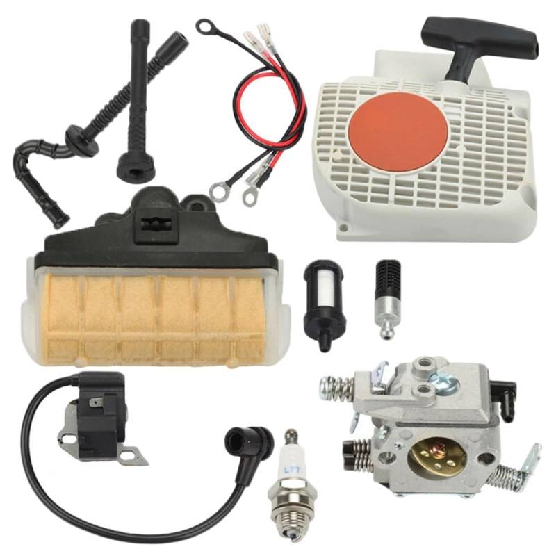 JUNPIY Zündspule Zündkerze Luftfilter Vergaser Kit Ölkreislauf Reversierstarter Motorzündungsspule von JUNPIY