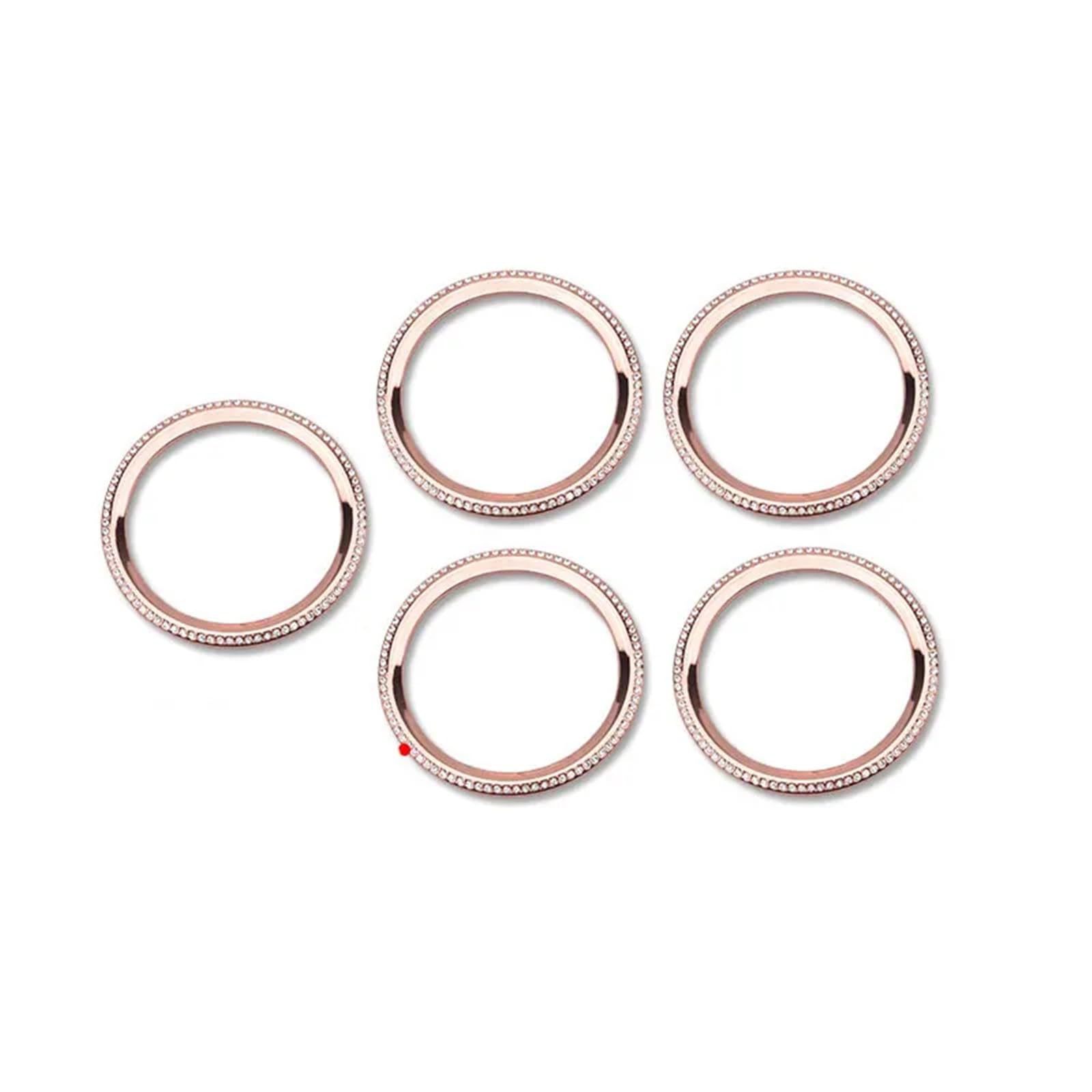 JUNPIY for AB GLA CLA GLB Klasse W177 W247 X247 C118 H247 Klimaanlage Outlet Vent Kristall Trim Ring Diamant Aufkleber Luft-AC-Aufkleber-Dekoration(Front Rose Gold 5pcs) von JUNPIY