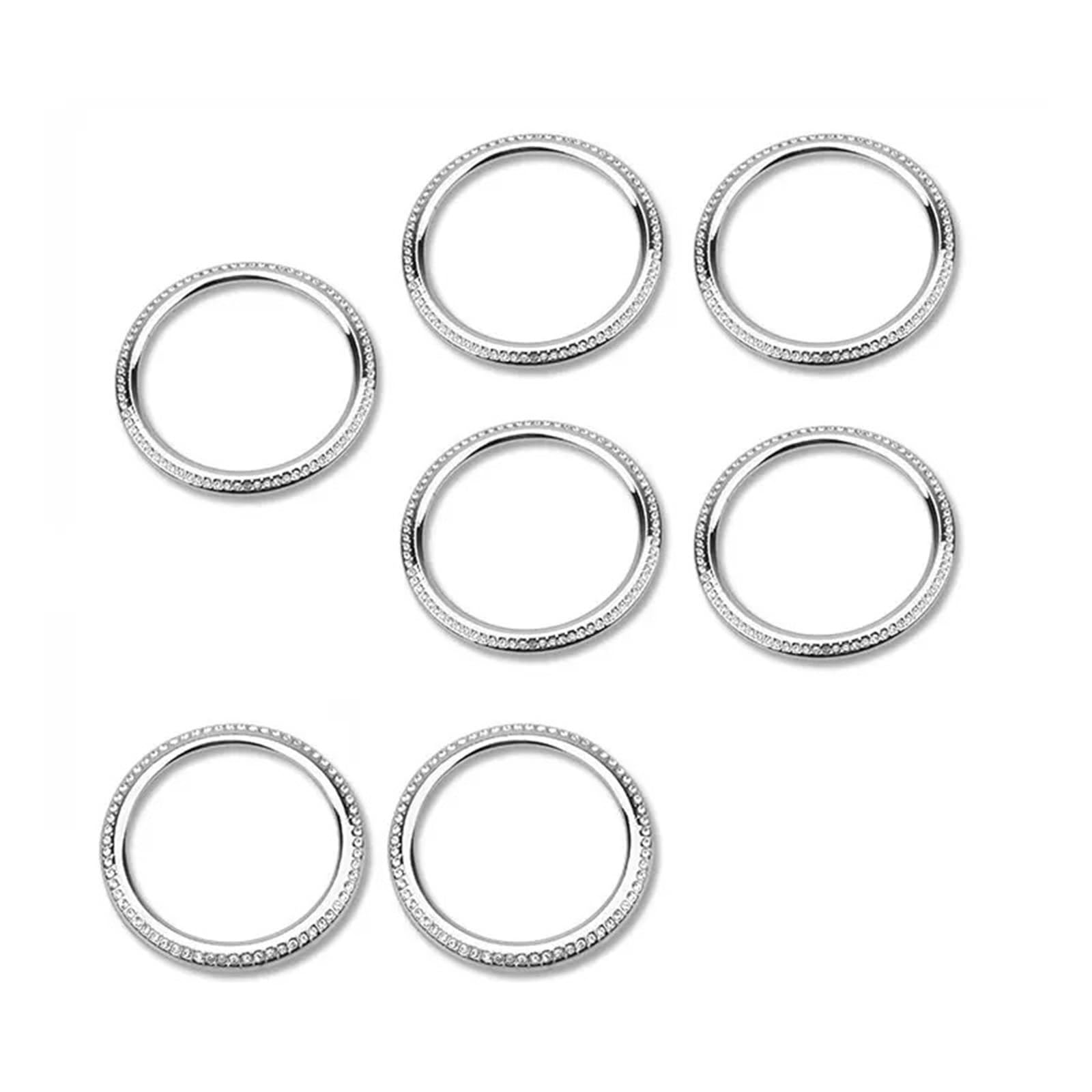 JUNPIY for AB GLA CLA GLB Klasse W177 W247 X247 C118 H247 Klimaanlage Outlet Vent Kristall Trim Ring Diamant Aufkleber Luft-AC-Aufkleber-Dekoration(Silver 7pcs) von JUNPIY