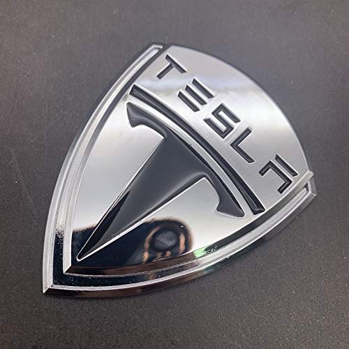 Autoaufkleber für Tesla Model 3 Y S X, 3D-Metallabzeichen, Emblem-Aufkleber, Emblem-Aufkleber, Deko-Zubehör, Silber Schwarz von JUNZAI